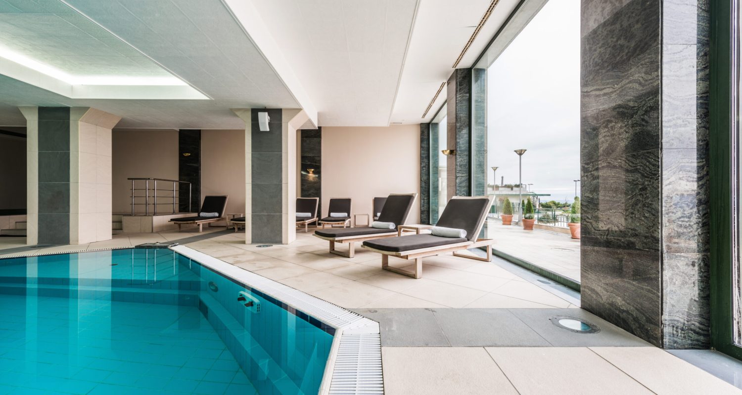 Luxury swimming pools in a modern hotel